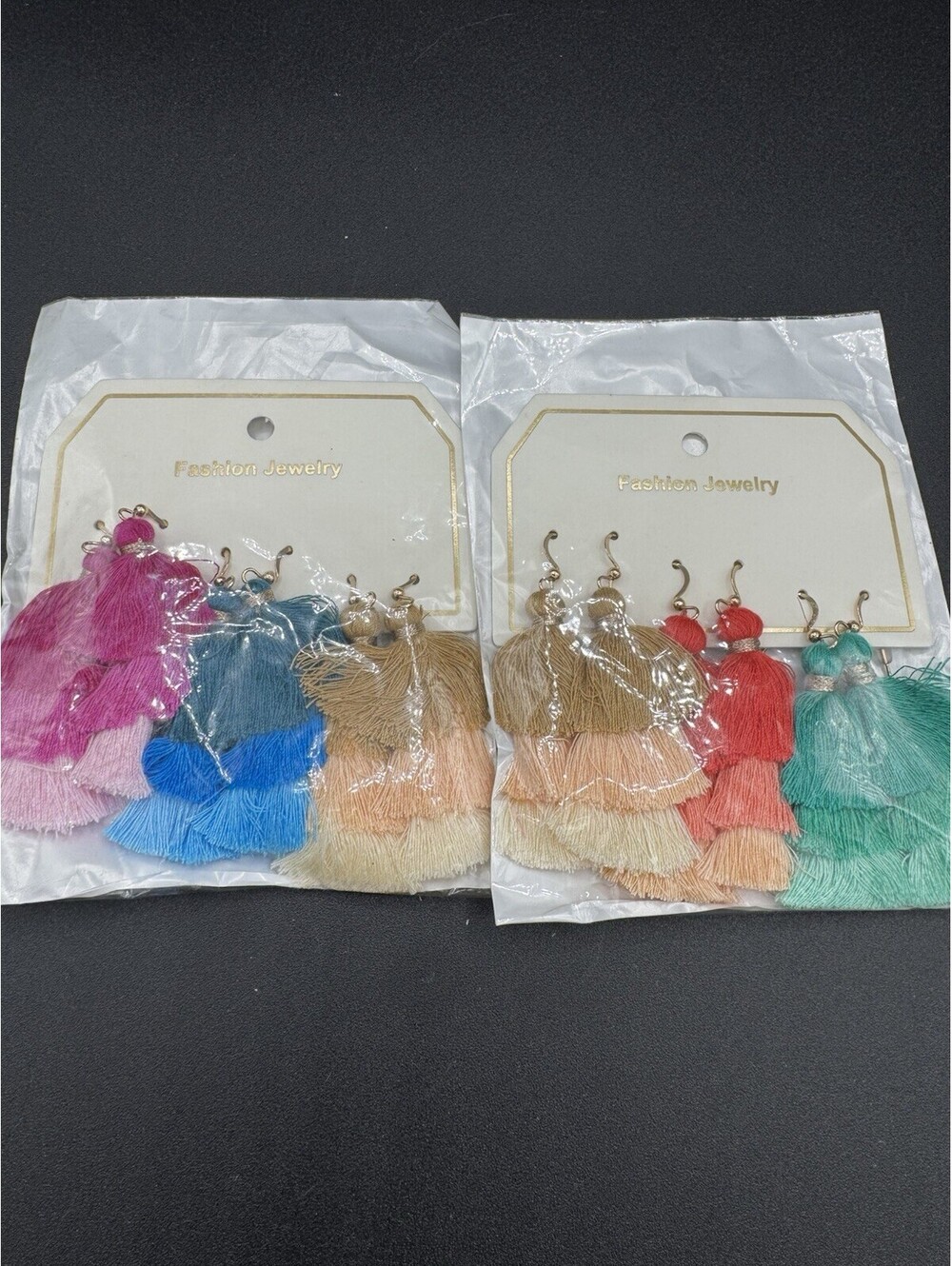 Lot of 6 Boho Tassel Earrings Colorful Statement Dangle Summer Boutique Style